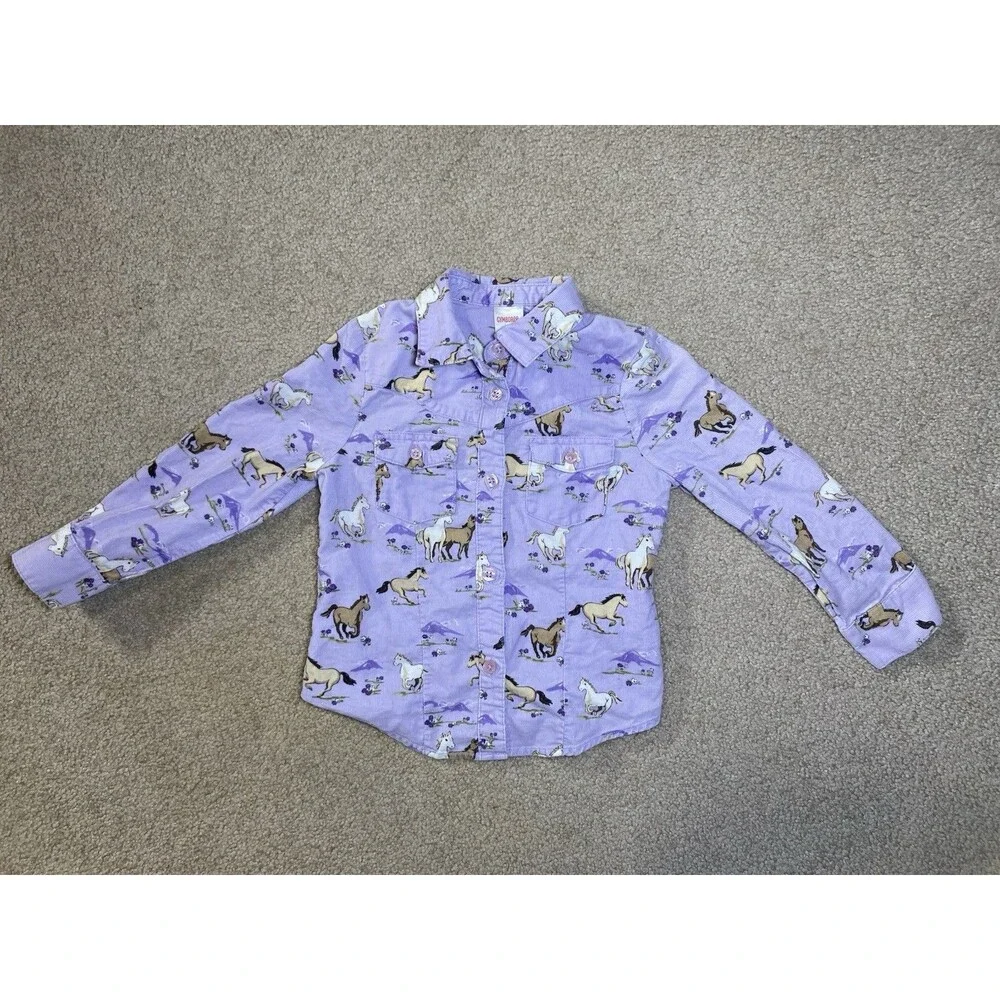 Gymboree Girls Size 4 Purple Corduroy Horse Western Shirt 2009